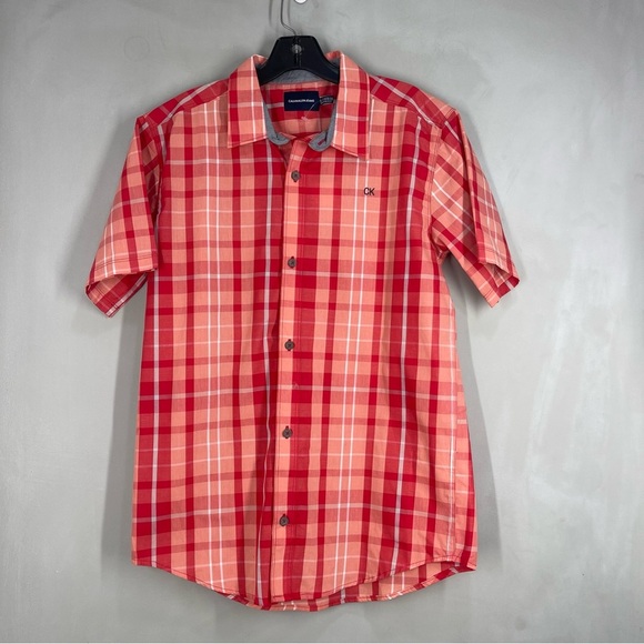 Calvin Klein Jeans Casual Button Down Red Plaid Shirt XL 18-20 New With Tags - Picture 1 of 6